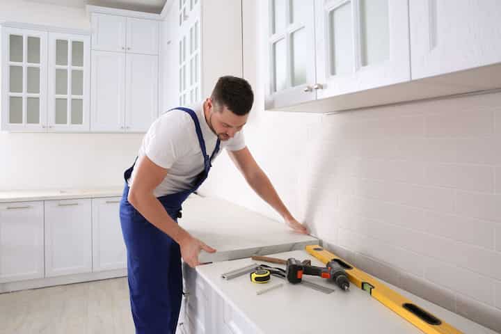 A kitchen countertop made of a durable and stain-resistant material, designed for easy maintenance in Bradenton